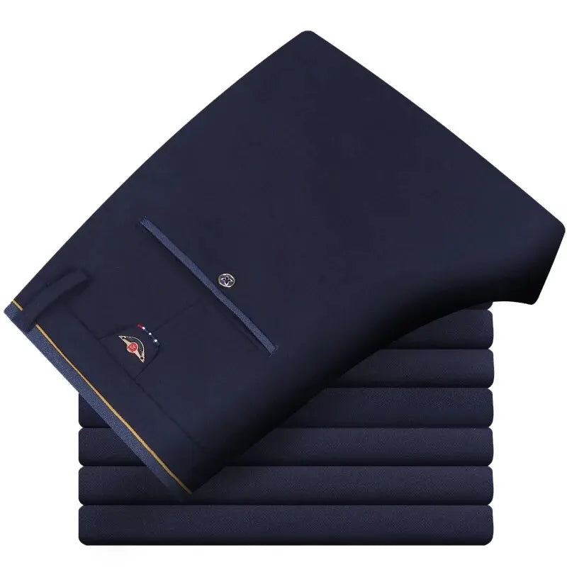 Men's Elastic Straight Pants Business Casual Long Suit Pants Male Form