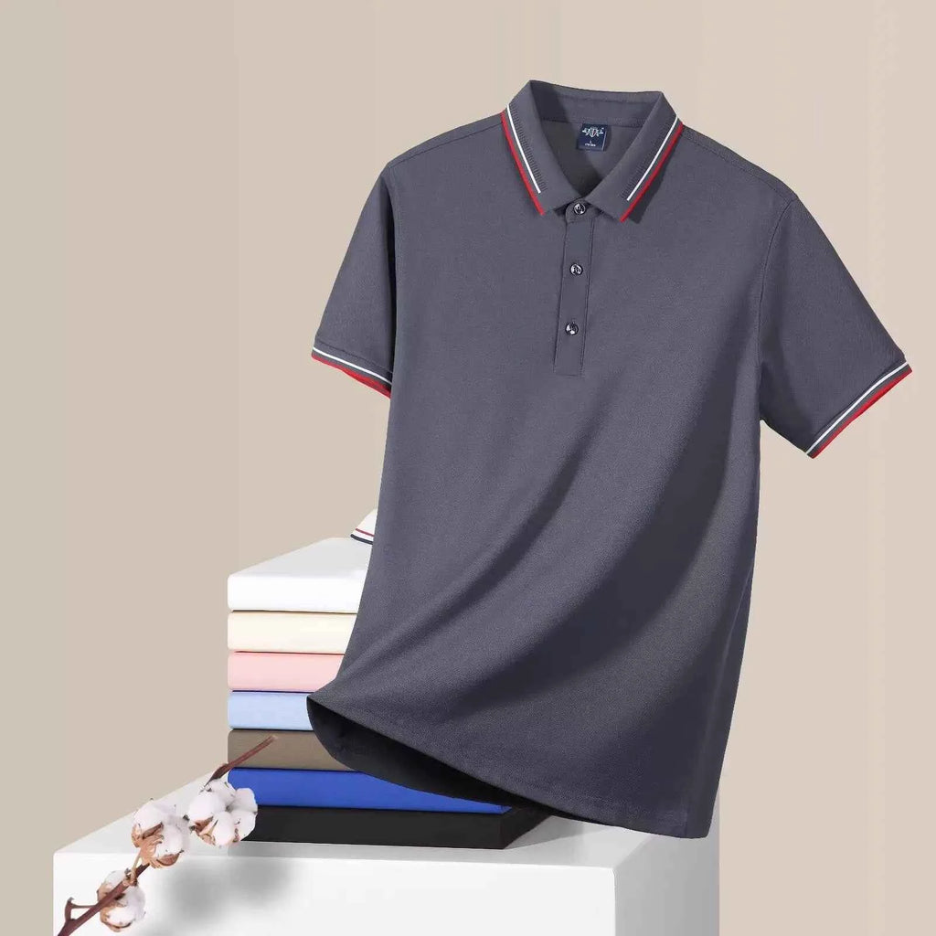 Men's POLO T-shirt Short sleeve shirt 5XL high stretch ice silk summer business casual non-ironing solid color anti-wrinkle