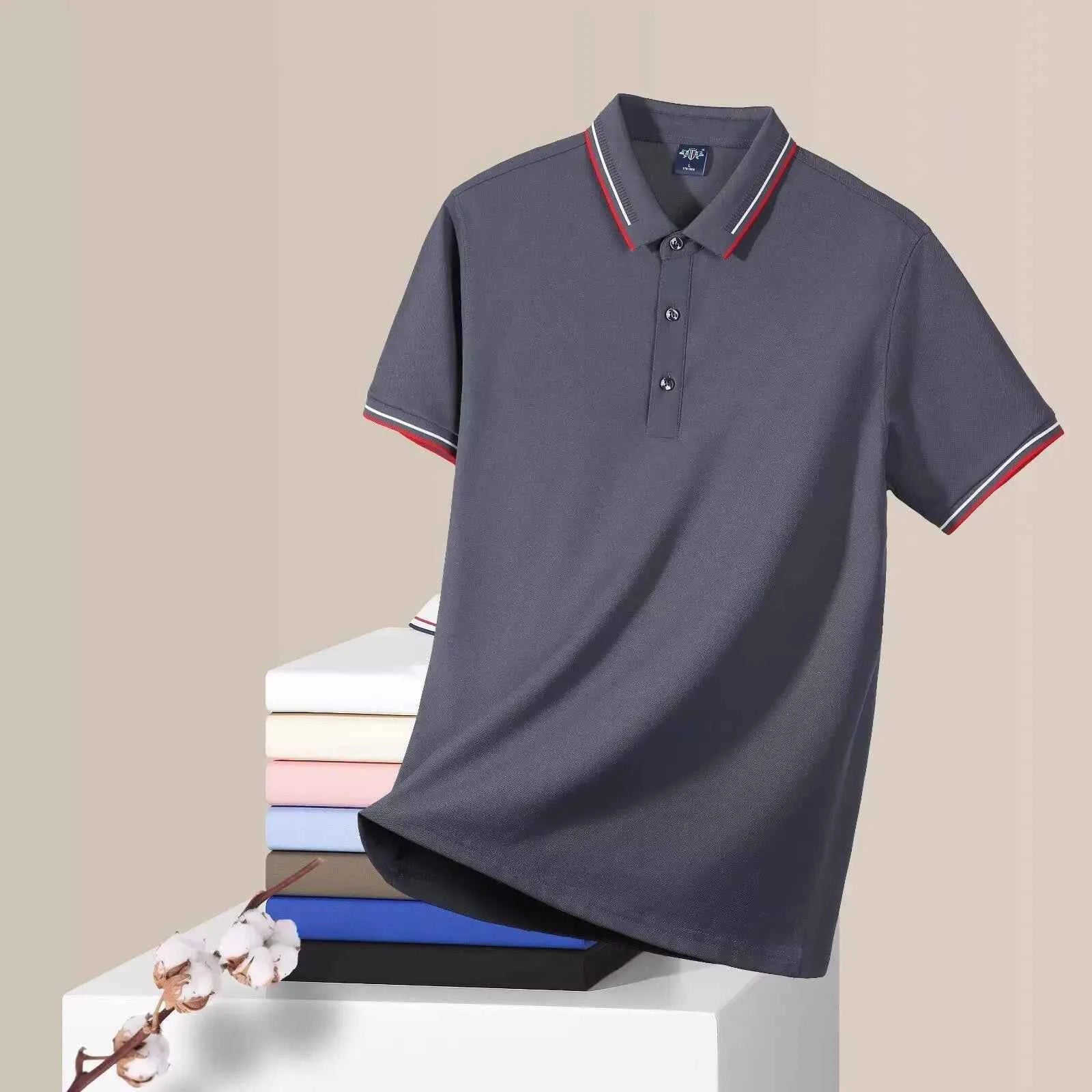 Men's POLO T-shirt Short sleeve shirt 5XL high stretch ice silk summer business casual non-ironing solid color anti-wrinkle