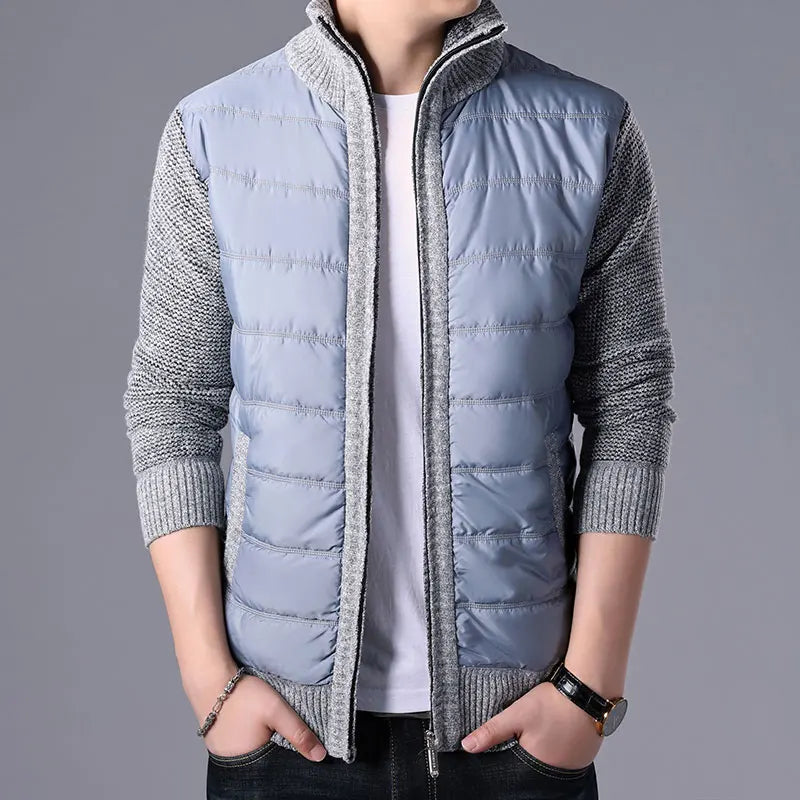 Winter Cardigan Men Thick Warm Sweater Coat Fashion Patchwork Slim Kni