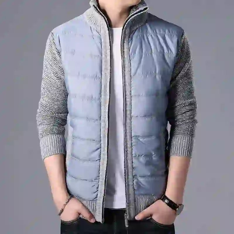 Winter Cardigan Men Thick Warm Sweater Coat Fashion Patchwork Slim Kni
