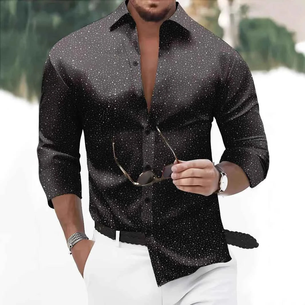 European and American men's shirts - Trendy sport and casual fashion - Decorated with gold printing - Casual wear style - Long s