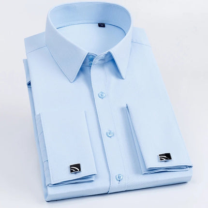 French Cuff Dress Shirt | Slim Fit Tuxedo Shirt | Men’s Long Sleeve Shirt