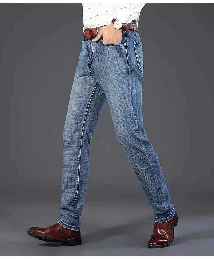 2025 Men’s High-Quality Denim Pants Spring Casual Business Straight Fit Loose Elasticated Mens Pants for Daily Wear Office Wor