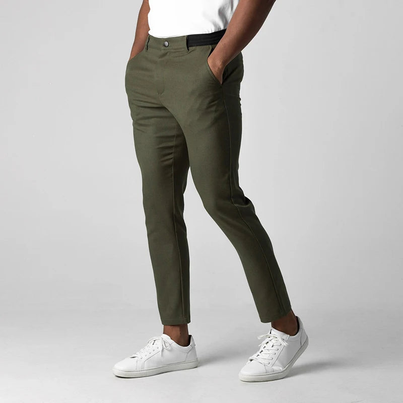 New Men's Casual Work Pants Business Cotton Trousers Spring Autumn Sol