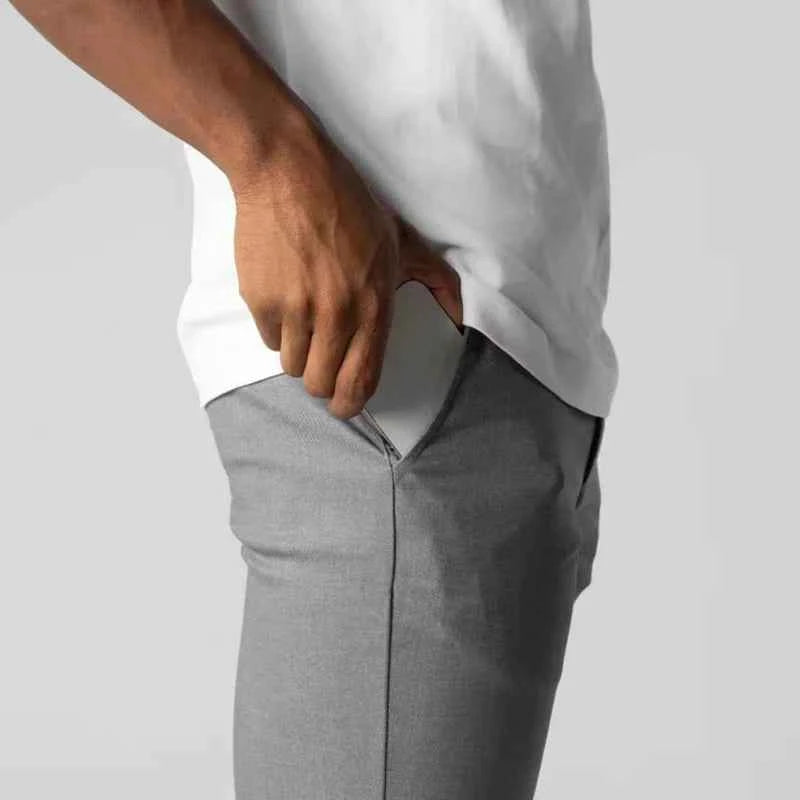New Men's Casual Work Pants Business Cotton Trousers Spring Autumn Solid Color Pants Elegant Slim Fit Versatile Long Pants Male