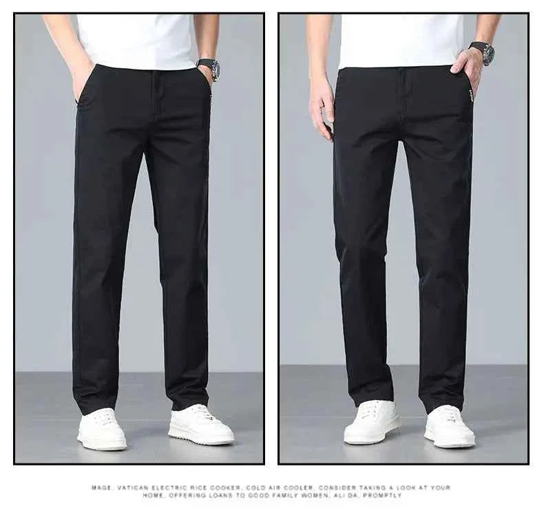 Men's casual pants 2025 New Spring and autumn casual straight business outdoor workwear thick cotton-like long pants