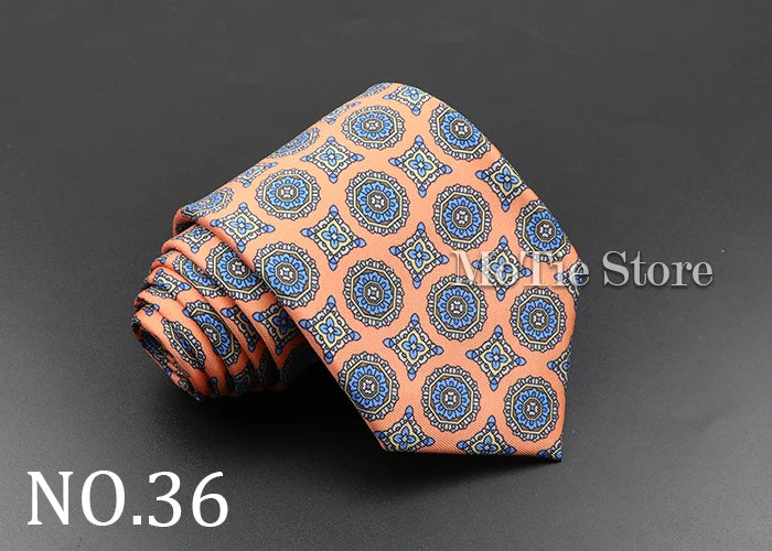 Men's Fashion Silk Tie 7. Soft Novelty Tie Blue Green Orange Color Tie