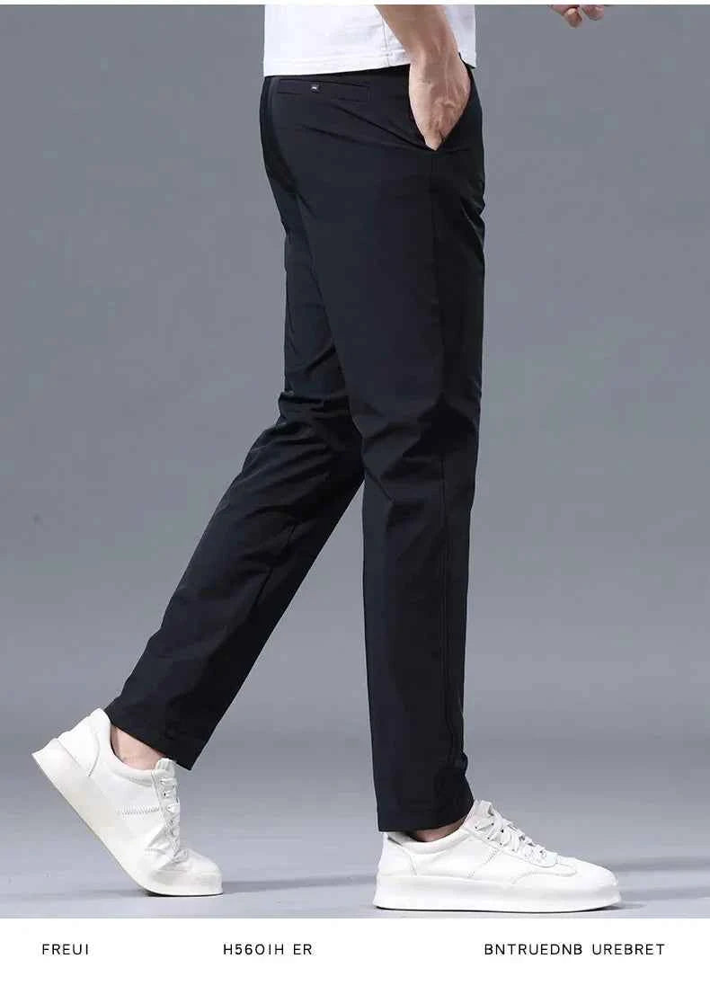 Men's Thin Slim Straight Casual Pants Business Leisure Classic Spring Summer Trousers Brand Clothing Elasticity Male Pants