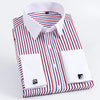 Men's French Cuff Dress Shirt Long Sleeve Slim Fit Tuxedo Shirts with Cufflinks Poly/Cotton Double Button Collar