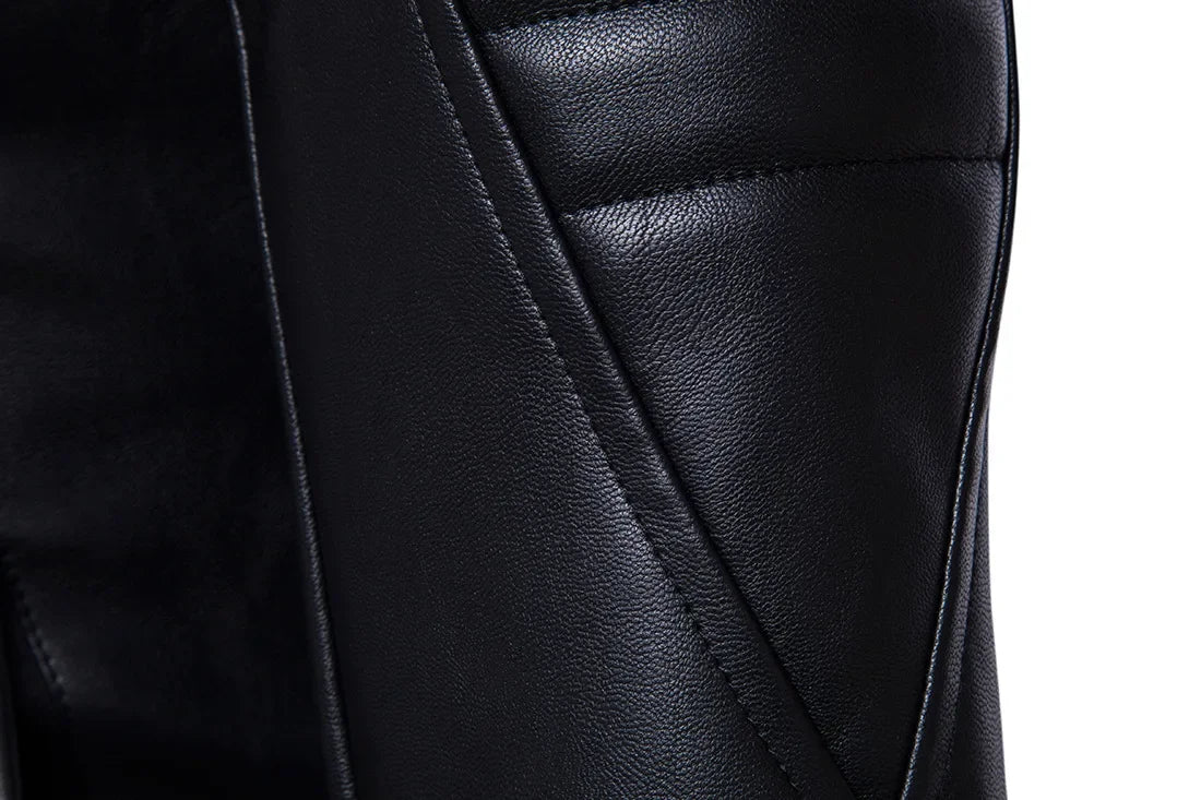 Men's Bomber Jackets Fashion Men Faux Leather Coat Zipper Overcoat Mot