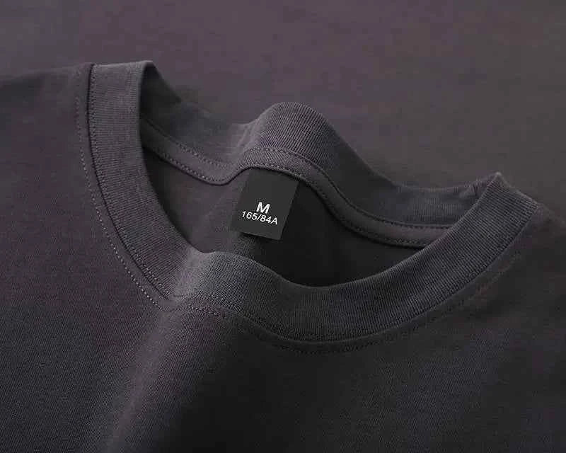 Cotton 600G Heavyweight Pure Cotton Short Sleeved T-shirt for Men and Women Half Sleeved Summer Solid Color Thick Loose T-shirt