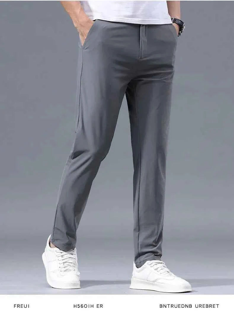 Men's Thin Slim Straight Casual Pants Business Leisure Classic Spring Summer Trousers Brand Clothing Elasticity Male Pants