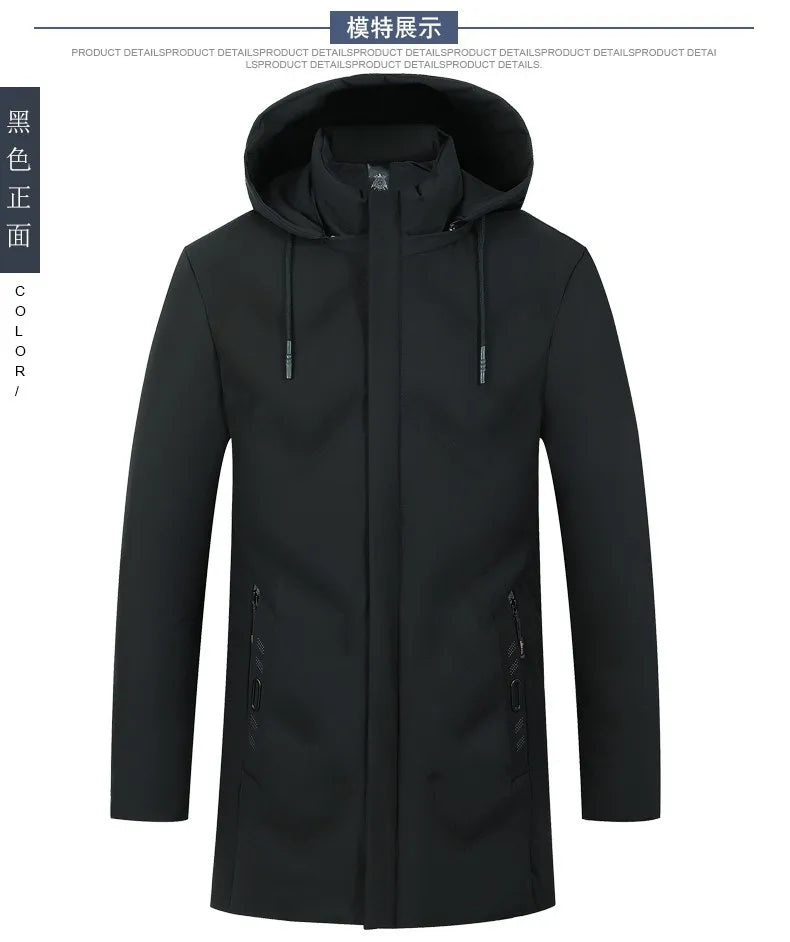 Top Grade Designer New Brand Men Parka Jacket Casual Fashion Hooded Pu