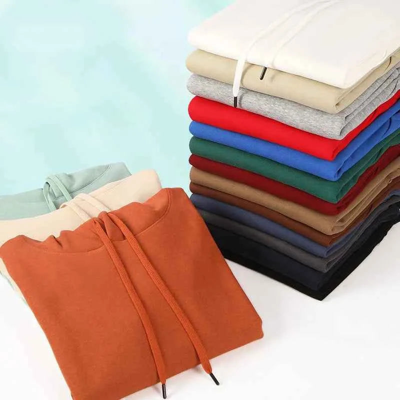 Oversized Basic Hoodie Men 450g Fleece thicken Loose Solid Unisex Autumn Winter Warm Women Sweatshirts Hooded Pullovers Male Top