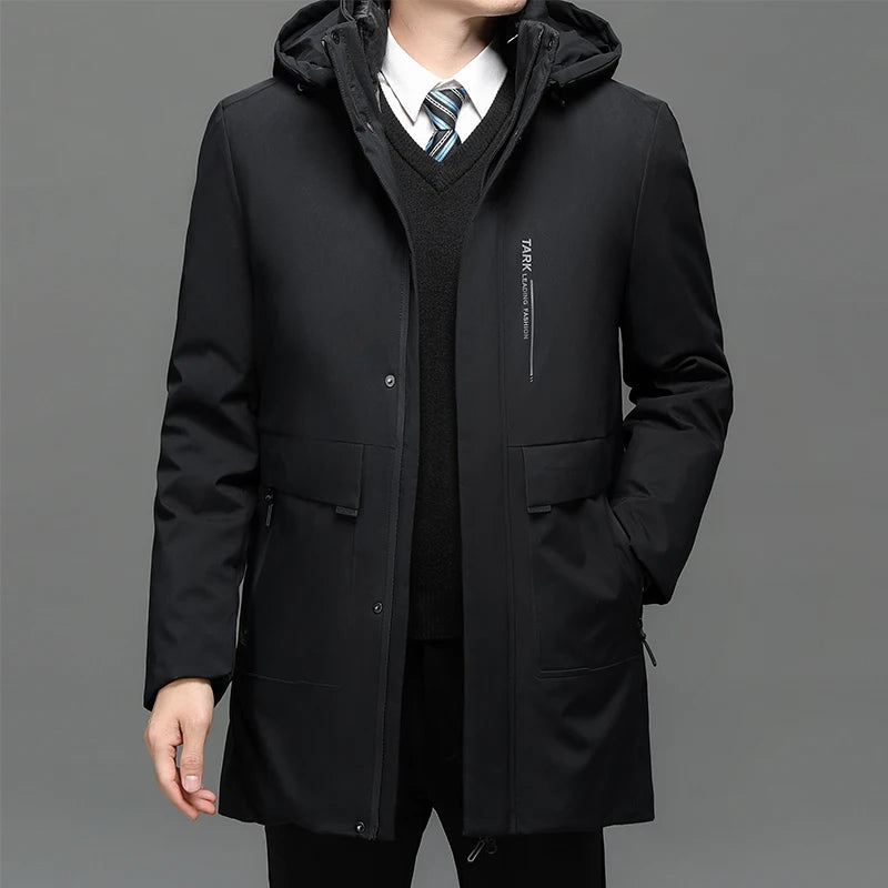 Men's Hooded Jackets Casual Outwear Long Parkas Men New Autumn Winter