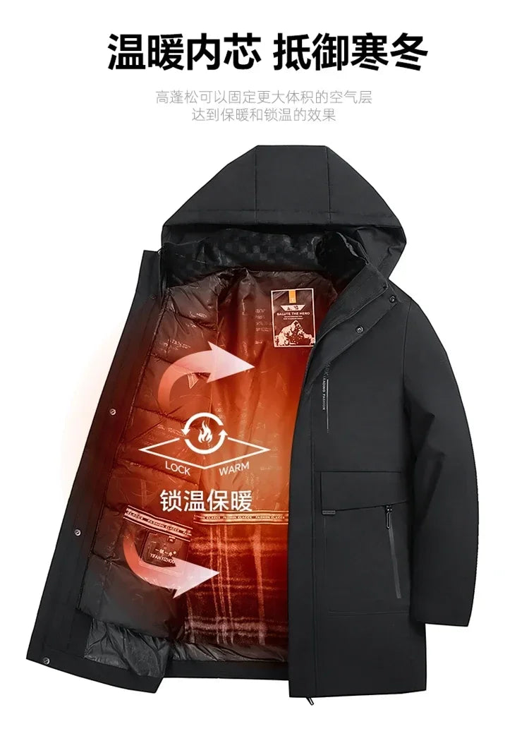 Men's Hooded Jackets Casual Outwear Long Parkas Men New Autumn Winter