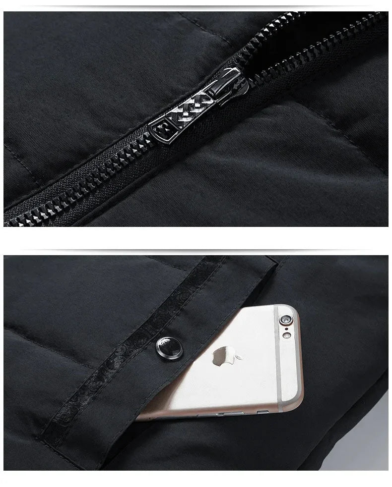 Puffer Jacket Men's Plush Thickened Parkas Stand Collar Jacket Men's C