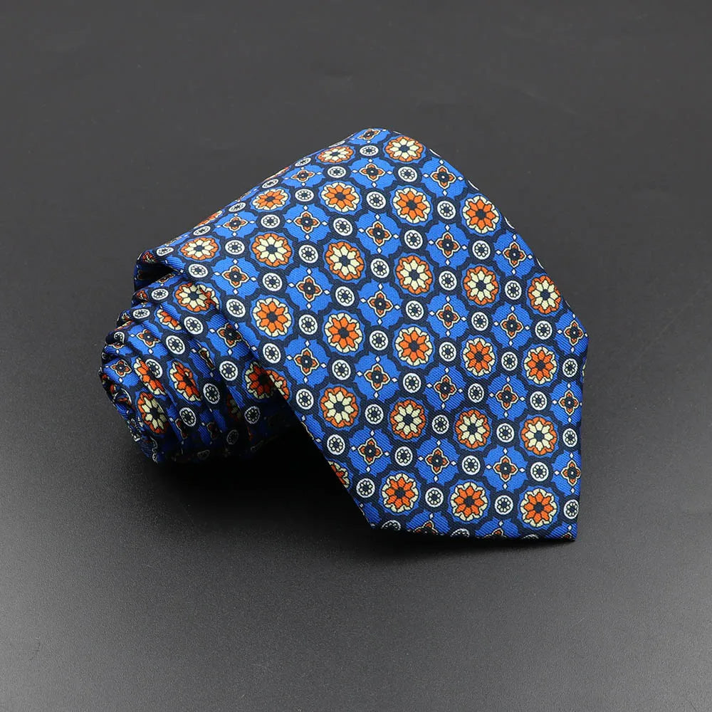 Men's Fashion Silk Tie 7. Soft Novelty Tie Blue Green Orange Color Tie