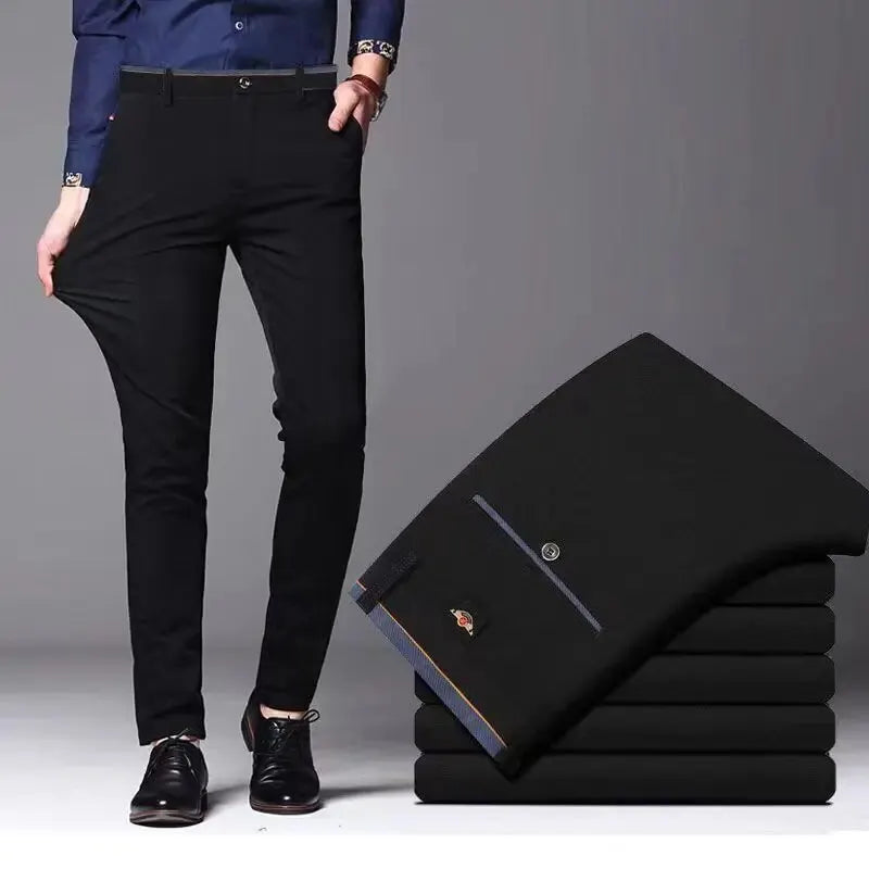 Men's Elastic Straight Pants Business Casual Long Suit Pants Male Form