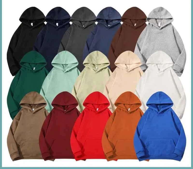 Oversized Basic Hoodie Men 450g Fleece thicken Loose Solid Unisex Autumn Winter Warm Women Sweatshirts Hooded Pullovers Male Top