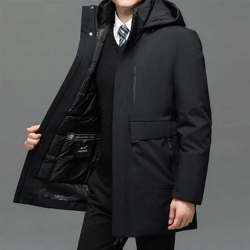 Men's Hooded Jackets Casual Outwear Long Parkas Men New Autumn Winter
