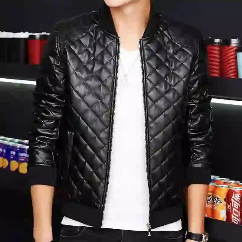 Mens Biker Clothes Slim Fit Casual Leather Jackets Trendy Mens Jackets Fashion Brand Vintage Leather Coats Men's Motorcycle Coat