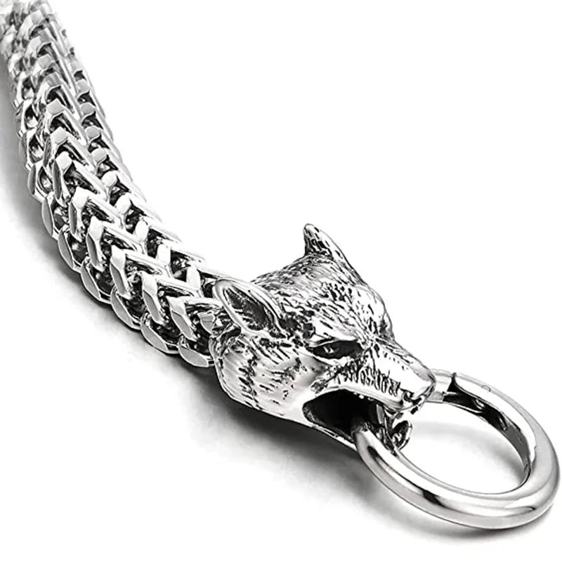 Stainless Steel Bracelet | Men’s Wolf Head Jewelry