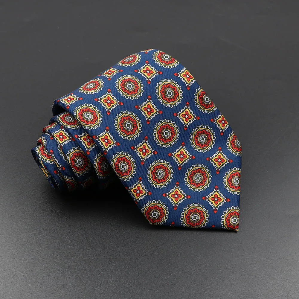 Men's Fashion Silk Tie 7. Soft Novelty Tie Blue Green Orange Color Tie