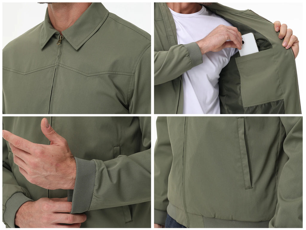 Men's Business Casua Jacket, Autumn Winter Windbreaker Waterproof Warm