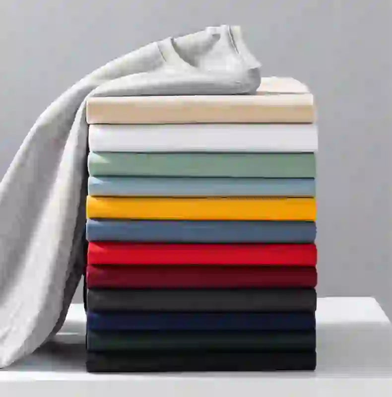 Toppkvalitet 100 % bomull Modemärke Enfärgade rundhalsade T-shirts Nya M