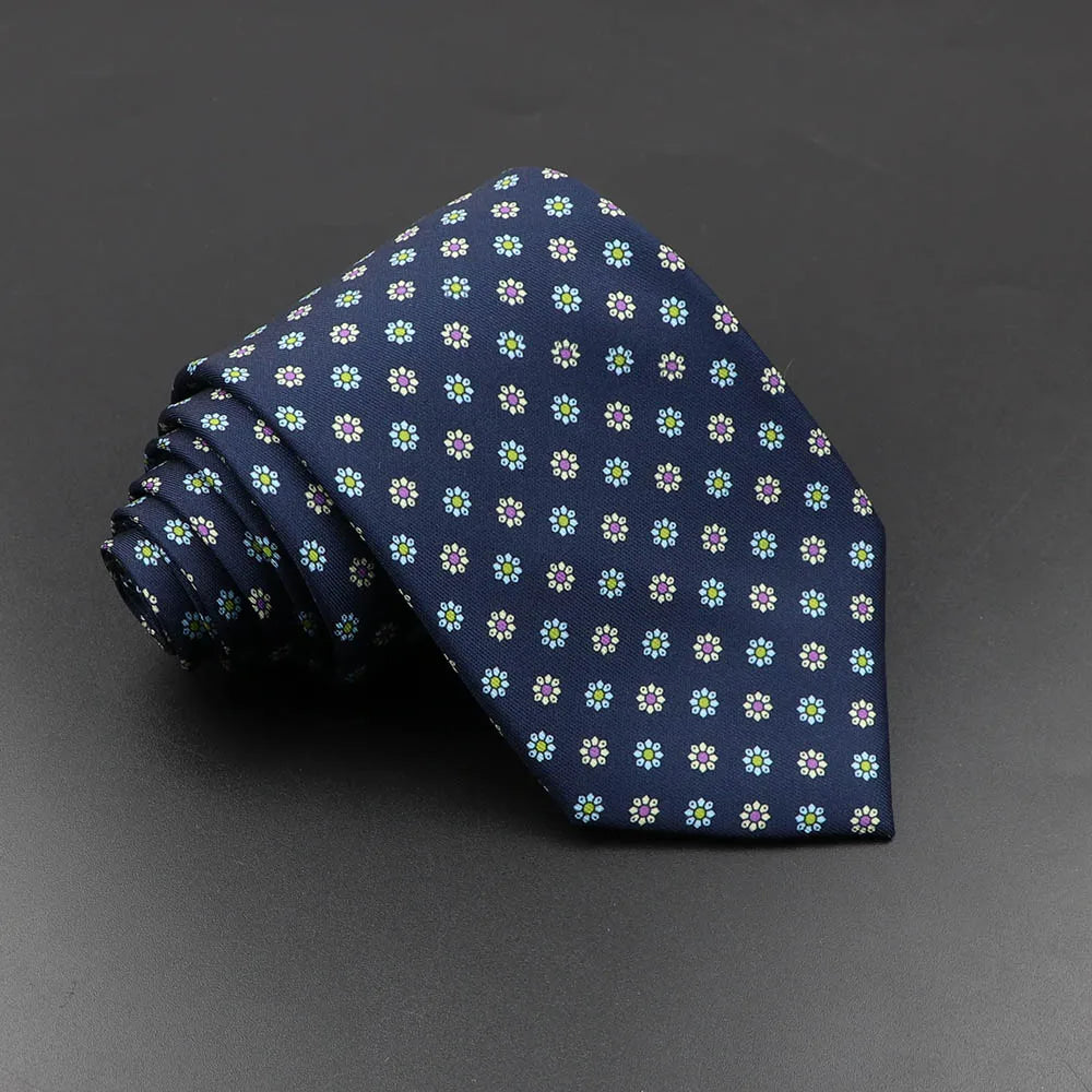 Men's Fashion Silk Tie 7. Soft Novelty Tie Blue Green Orange Color Tie