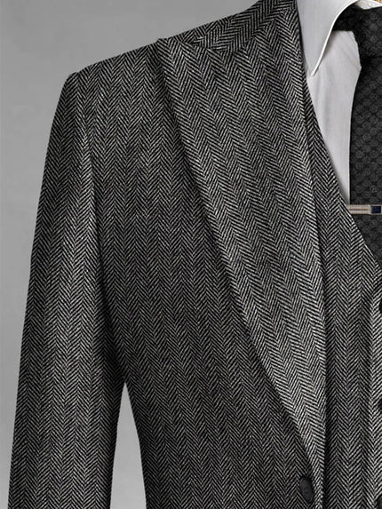 Wool 3 Piece Suit | Men’s Tweed Suit | Vintage Herringbone Jacket