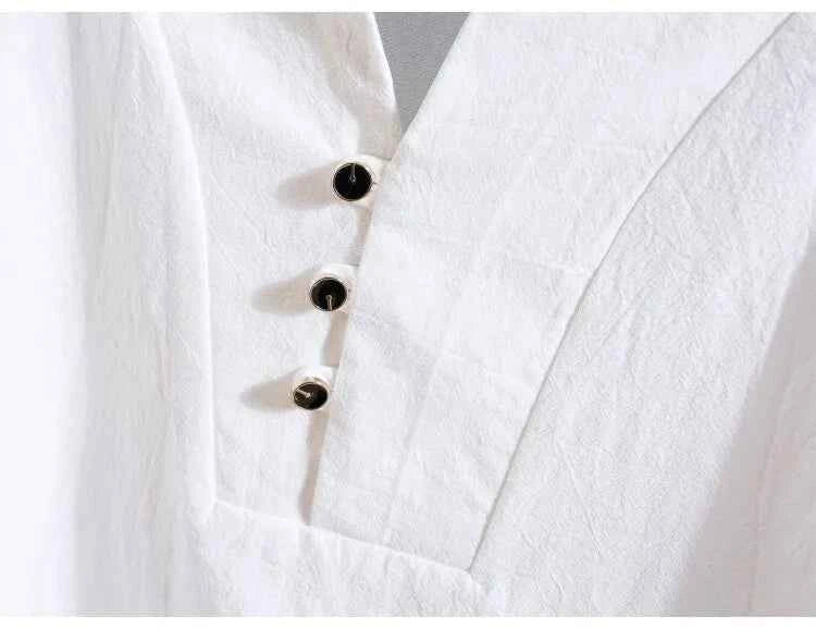 men's casual shirts (Shirt + trousers) 2025 summer men shirt Man Cotton and linen shirts Short sleeve men A set of clothes M-5XL
