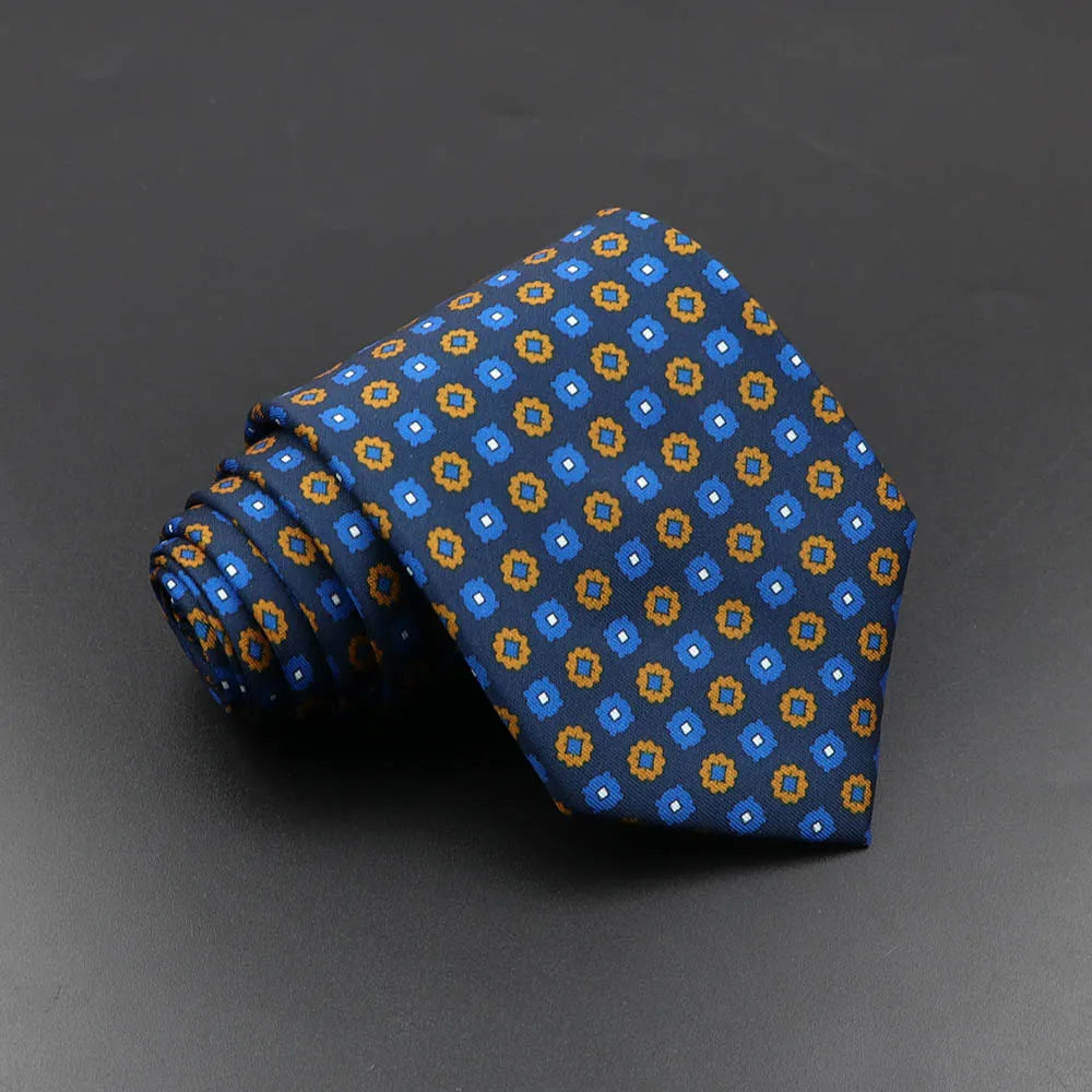 Men's Fashion Silk Tie 7. Soft Novelty Tie Blue Green Orange Color Tie
