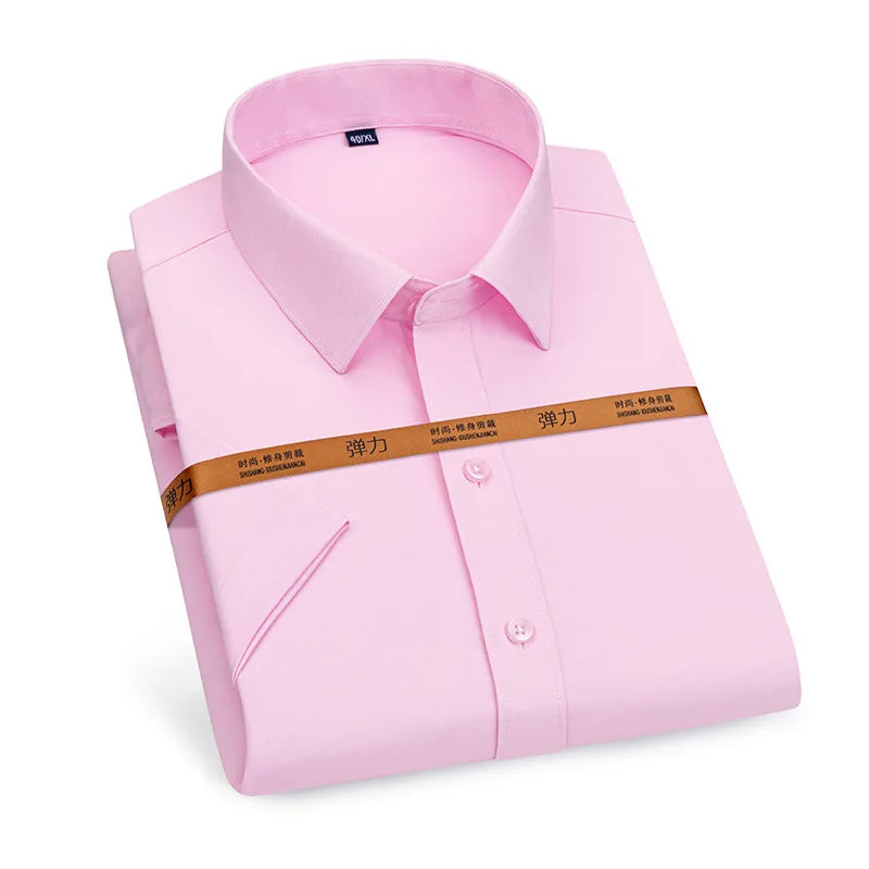 Men's short-sleeved shirt Business casual tooling solid color high-qua