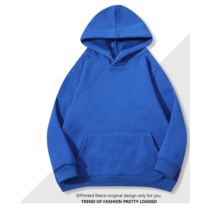 Oversized Basic Hoodie Men 450g Fleece thicken Loose Solid Unisex Autu