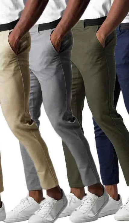 New Men's Casual Work Pants Business Cotton Trousers Spring Autumn Solid Color Pants Elegant Slim Fit Versatile Long Pants Male