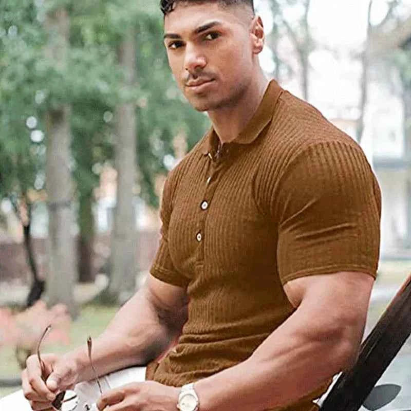 Mens Polo Shirts Summer Casual Short Sleeve Knitted Men's Shirts Polos Slim Solid Men t-shirt Polo Homme S-5XL Men's Clothing