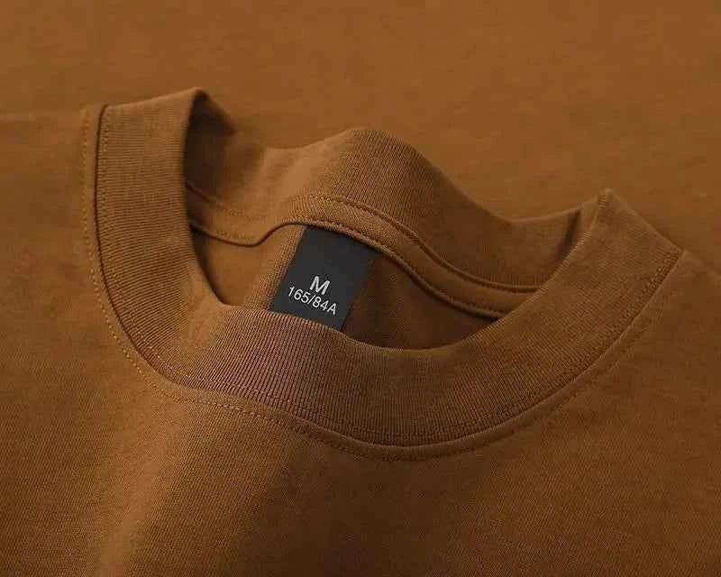 Cotton 600G Heavyweight Pure Cotton Short Sleeved T-shirt for Men and Women Half Sleeved Summer Solid Color Thick Loose T-shirt
