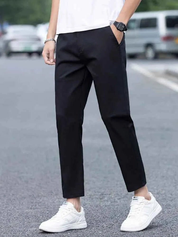 Mens Clothes Spring Summer Thin Casual Pants Men Slim Fashion Stretch Business Korean Trousers Social Leisure Ankle Length Pants