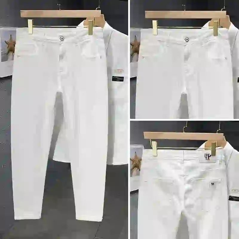 Brand Clothing 98% Cotton Slim Men's Jeans Straight Fashion Stretch Lu