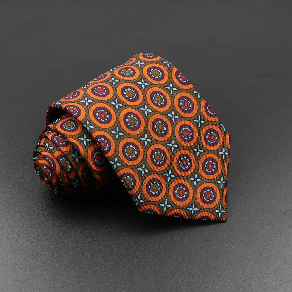 Men's Fashion Silk Tie 7. Soft Novelty Tie Blue Green Orange Color Tie