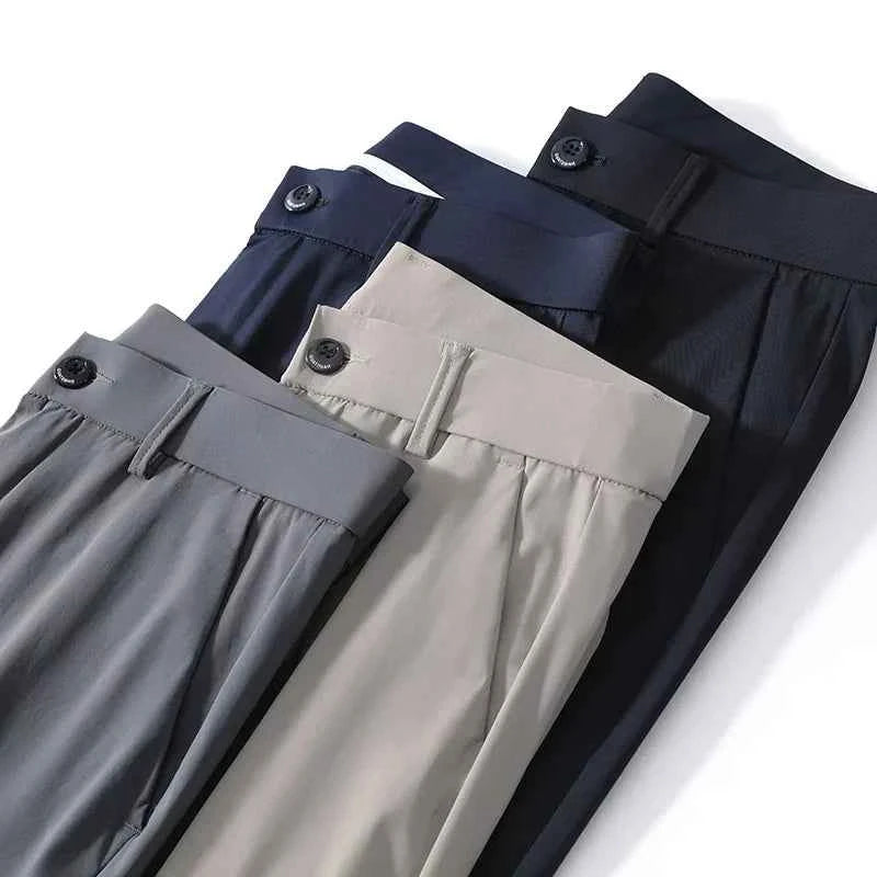Men's Thin Slim Straight Casual Pants Business Leisure Classic Spring Summer Trousers Brand Clothing Elasticity Male Pants