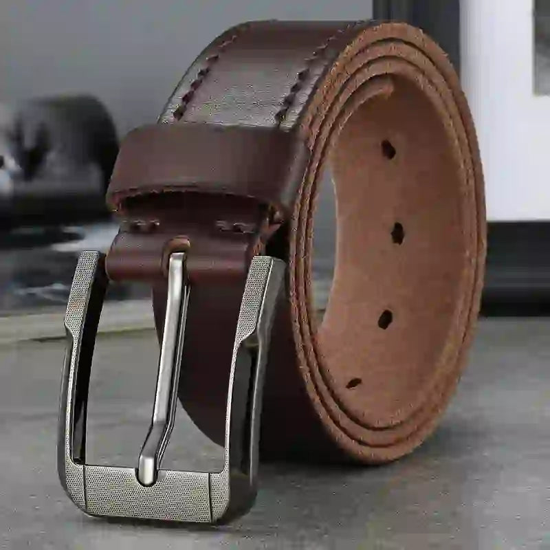 Belt men's genuine leather pin buckle men's leather belt business midd