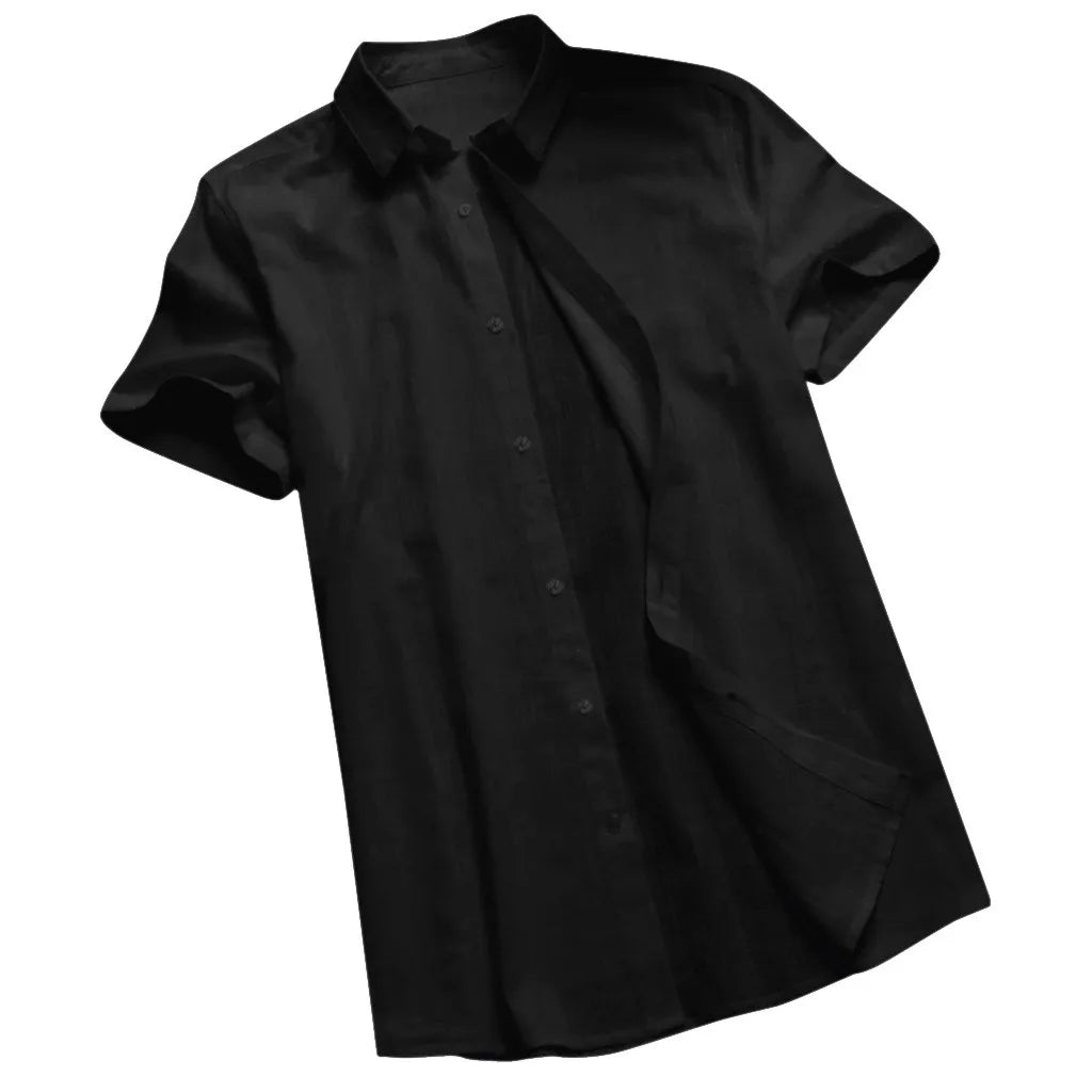 Men's Casual Short Sleeve Shirts Leisure Street Wear Lapel Button-down
