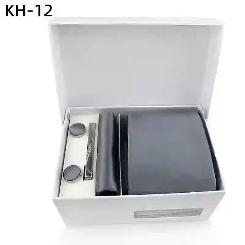 Men's Silk Tie Solid Red Blue Tie Cufflinks Gift box Formal Ties For M