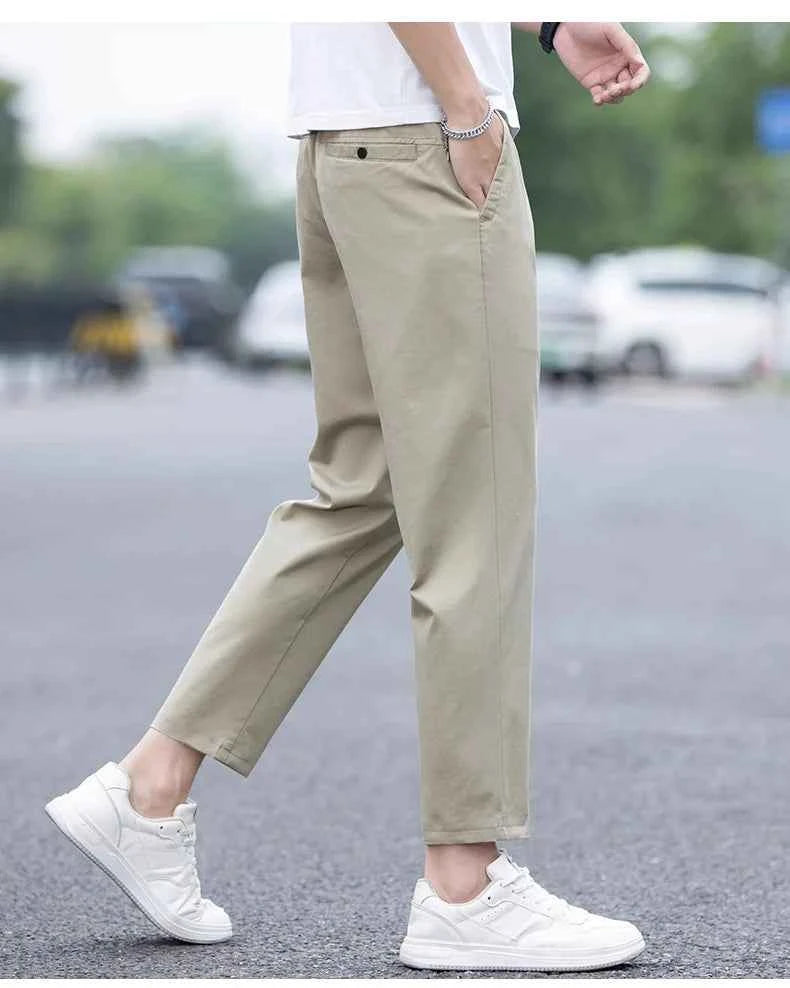 Mens Clothes Spring Summer Thin Casual Pants Men Slim Fashion Stretch Business Korean Trousers Social Leisure Ankle Length Pants