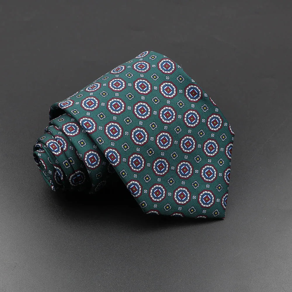 Men's Fashion Silk Tie 7. Soft Novelty Tie Blue Green Orange Color Tie