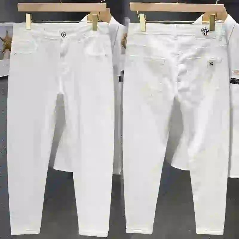 Brand Clothing 98% Cotton Slim Men's Jeans Straight Fashion Stretch Luxury Denim Trousers Business Casual Social Male Pants